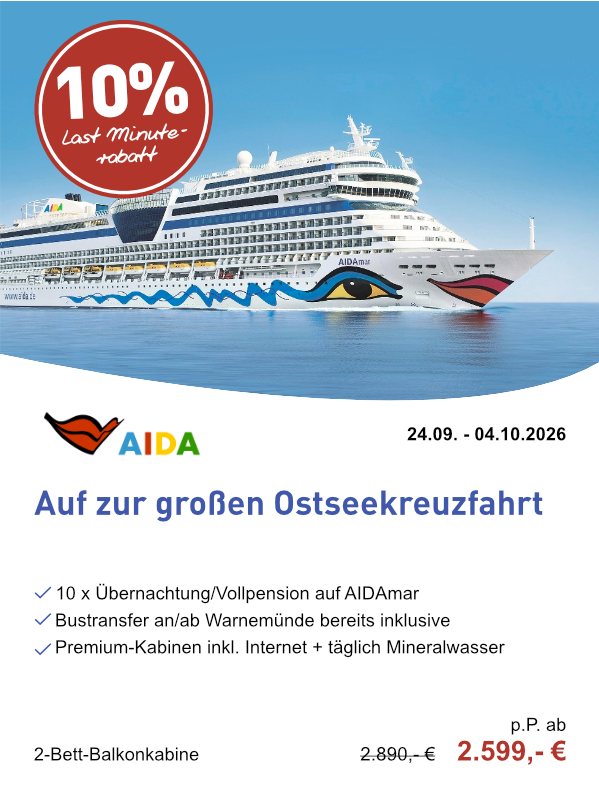 Weltenbummler Last Minute - AIDAmar Ostseekreuzfahrt